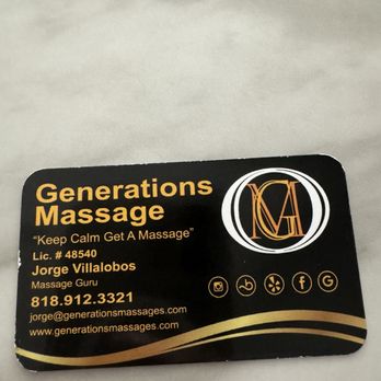 Generations Massages - Business Card - Massage Therapy Near Me - Hesperia, California