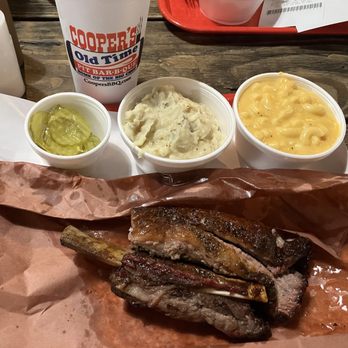 Cooper's Old Time Pit Bar-B-Que - The beef ribs and lean brisket were amazing! Then there's garlic mash potatoes, mac & cheese and pickles. Absolutely delicious!!! - Barbeque Near Me - Austin, Texas