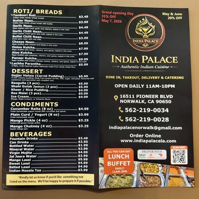 Menu photo 1 India Palace Norwalk, CA
