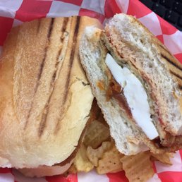 Eggplant Parmagian Panini (~$8), which comes with chips.
