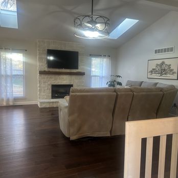 Arch Build - New fireplace! Popcorn free ceiling. They also UV tinted the sky lights! - General Contractors Near Me Arch Build - New fireplace! Popcorn free ceiling. They also UV tinted the sky lights! - General Contractors Near Me