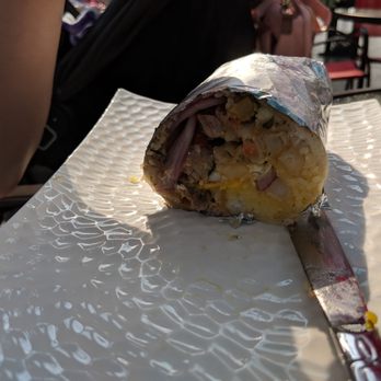 Lamas - Lomo saltado super burrito, my fiance was able to cut hers in half and get full from just one half. She said it was amazing! - Mexican Near Me - Half Moon Bay, California