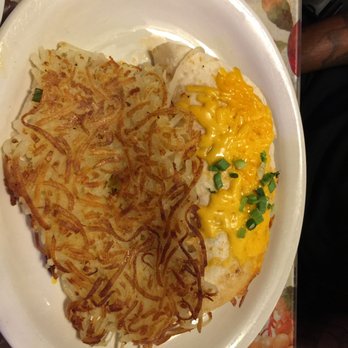 Omelette Inn - The chicken quesadilla which had my hashbrowns and was supposed to have the home potatoes - Breakfast & Brunch Near Me - Long Beach, California