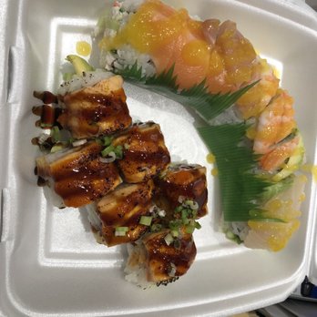 Sushi Koon - Rainbow Roll/ Flame Roll(Smoked Salmon) - Sushi Bars Near Me - Red Deer, Alberta
