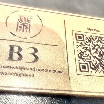 Highland Noodles - The QR menus are on the table - Noodles Near Me - Roseville, California