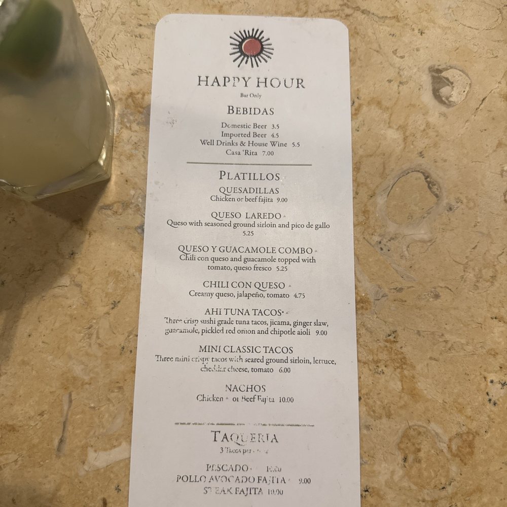 Happy hour menu Happy hour menu