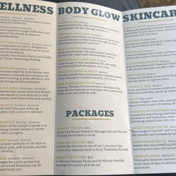 The Spa on Yosemite - The inside of the pamphlet with services with prices and time attached to each one (as of 9-4-2025).