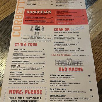 CORBETT'S - Menu front - Pickleball Near Me - Tucson, Arizona