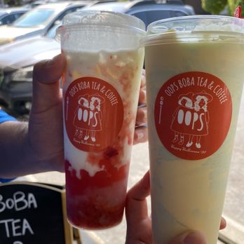 Oops Boba Tea & Coffee - Strawberry milk tea and avocado creme brûlée tea....sooooo good - Bubble Tea Near Me - Arcadia, California Oops Boba Tea & Coffee - Strawberry milk tea and avocado creme brûlée tea....sooooo good - Bubble Tea Near Me - Arcadia, California