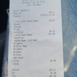 the receipt for the bagel the receipt for the bagel