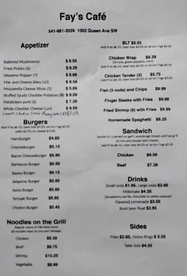 Menu photo 1 Fay’s Cafe Albany, OR