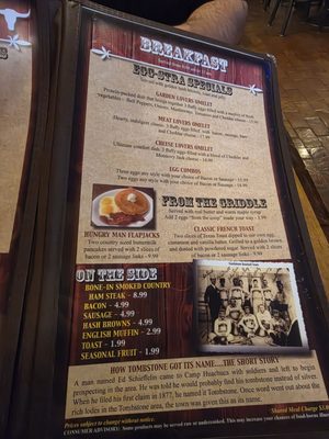 Menu photo 1 The Longhorn Restaurant Tombstone, AZ