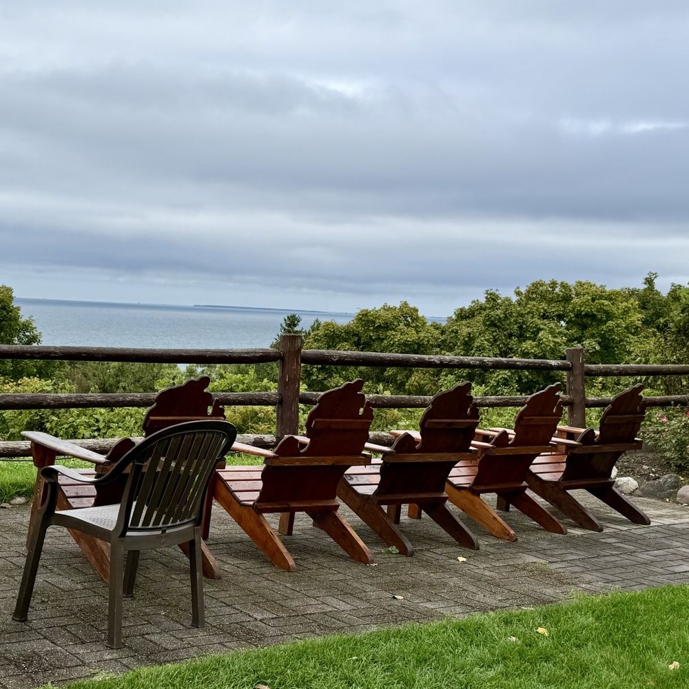 You can't beat the view and these cute chairs made to look like the state of Michigan You can't beat the view and these cute chairs made to look like the state of Michigan