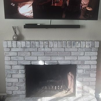 Simmons Perfection Painting - Darken  smoked stained red brick turned into white washed brick from Simmons Perfection Painting - Painters Near Me - Gilroy, California