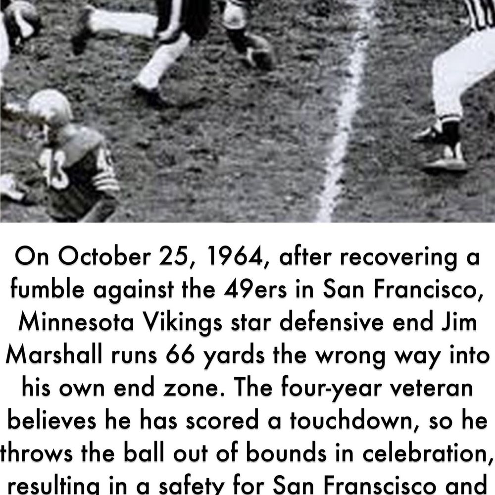 Minnesota Vikings - Jim Marshall's famous gaffe - Professional Sports Teams Near Me - Minneapolis, Minnesota Minnesota Vikings - Jim Marshall's famous gaffe - Professional Sports Teams Near Me - Minneapolis, Minnesota