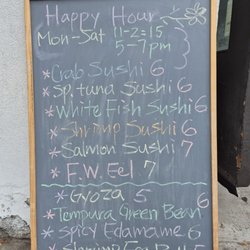 Happy hour specials, lunch 11:30 am - 2:15 pm, dinner 5-7pm