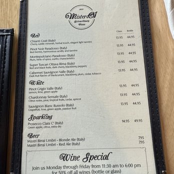 Mister O1 Extraordinary Pizza Fort Lauderdale - Drink menu - Pizza Near Me - Fort Lauderdale, Florida