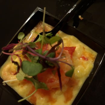 Gourmet East Bay - Sambal prawns with saffron rice and pepper coulis from Atrio Marriott - Local Flavor Near Me