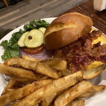 Wind River Brewing - Bacon Cheeseburger with Fries - Burgers Near Me - Pinedale, Wyoming Wind River Brewing - Bacon Cheeseburger with Fries - Burgers Near Me - Pinedale, Wyoming