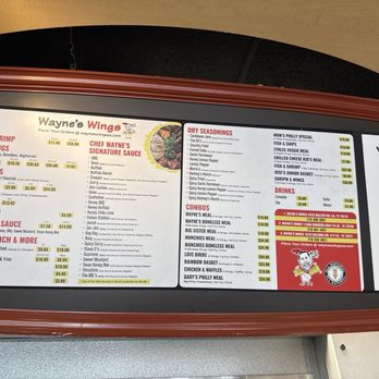Wayne's Wings - Hopefully you can read this menu lol - Chicken Wings Near Me - San Antonio, Texas
