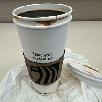 Starbucks - I doubled the cup using one coffee cup from a different location. Coffee today tasted terrible not fresh very strong. - Coffee & Tea Near Me - Azusa, California