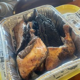 Brisket, cheeks, Dino rib, smoked chicken thighs Brisket, cheeks, Dino rib, smoked chicken thighs