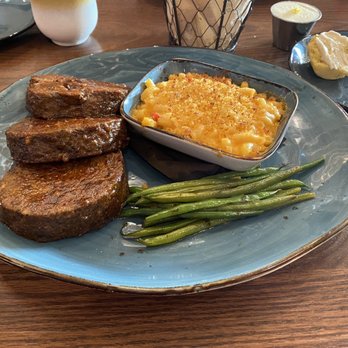 Reba's Place - Meatloaf, pimento cheese Mac n cheese and steamed green beans. - American Near Me - Atoka, Oklahoma Reba's Place - Meatloaf, pimento cheese Mac n cheese and steamed green beans. - American Near Me - Atoka, Oklahoma