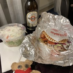 Sultan Grill - Döner in flatbread, small salad, and a beer
