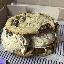 Insomnia Cookies - 'Wich with Chocolate Chunk Cookies and Coffee Ice Cream.