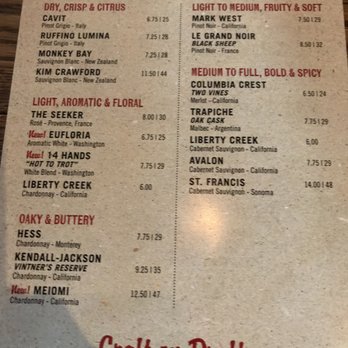 Fish City Grill - Wine menu at Fish City Grill in Edmond. - Seafood Near Me - Edmond, Oklahoma