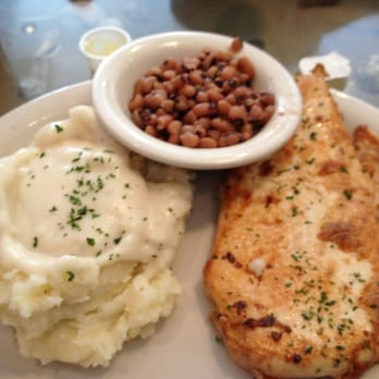 Baccailis Cafe - Char-broiled chicken with mashed potatoes and black eyes peas. - American Near Me - Katy, Texas Baccailis Cafe - Char-broiled chicken with mashed potatoes and black eyes peas. - American Near Me - Katy, Texas