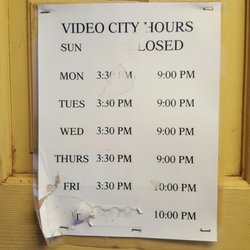 Video City - Hours (as of 10/21/2016)