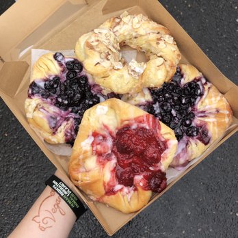 Sweetpea Baking Company - Blueberry cream cheese danishes, almond ring, and strawberry cream cheese danish - Bakeries Near Me - Portland, Oregon Sweetpea Baking Company - Blueberry cream cheese danishes, almond ring, and strawberry cream cheese danish - Bakeries Near Me - Portland, Oregon