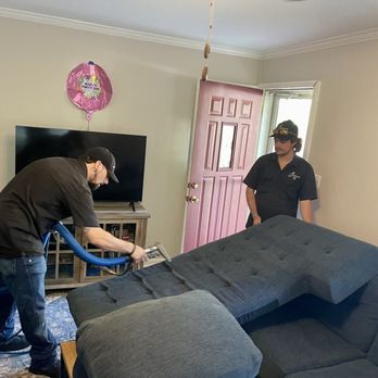 MasterClean Total Floor Care - Steam cleaning sofa to remove dog dander and hair - Carpet Installation Near Me - Pleasant Valley, Missouri