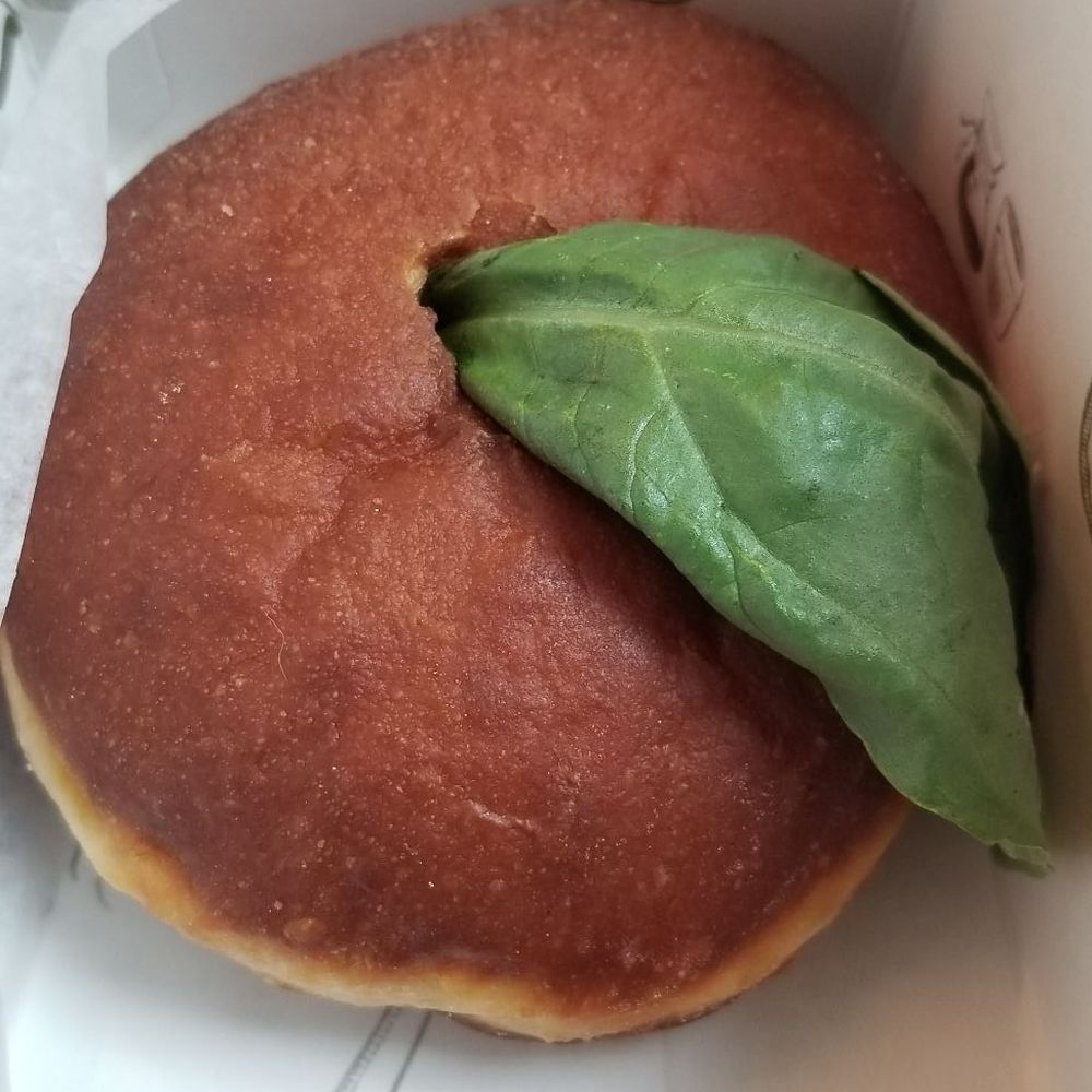 Sidecar Doughnuts & Coffee - Basil Egg Benedict Doughnut. 3 stars - Donuts Near Me - Manhattan Beach, California Sidecar Doughnuts & Coffee - Basil Egg Benedict Doughnut. 3 stars - Donuts Near Me - Manhattan Beach, California