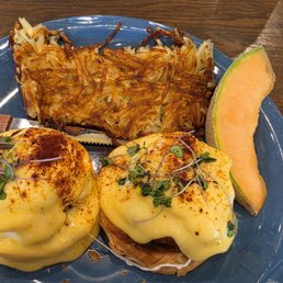 Crab Benedict w side of hash brown Crab Benedict w side of hash brown