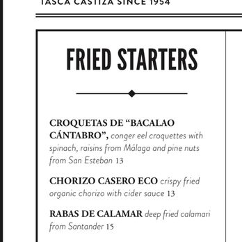 Celso y Manolo - English menu description - Tapas Bars Near Me - Madrid, M