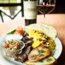 Roghani’s Restaurant - Kabob Platter with Roghanis Wine