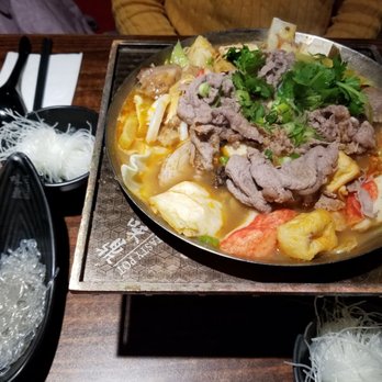 Tasty Pot - #12 pot with free vermicelli noodles and in the boat looking dish, sweet potato glass noodles as an add on - Taiwanese Near Me - Beaverton, Oregon