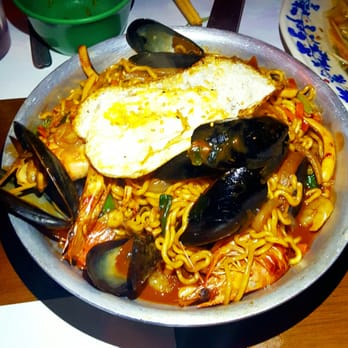 Take31 - Jjapaguri with seafood and fried egg - Korean Near Me - New York, New York Take31 - Jjapaguri with seafood and fried egg - Korean Near Me - New York, New York