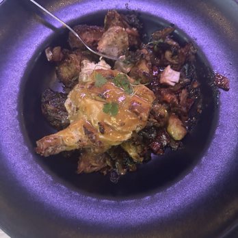 BLK SWAN - Lemon herb, roasted airline chicken breast with brussels sprout - New American Near Me - Baltimore, Maryland