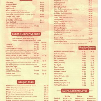 Mai Dragon - Menu - Apr 24 - Page 7 - Sushi Bars Near Me - Hanover, Maryland