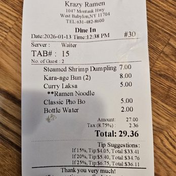 Krazy Ramen - Bill, soft opening - Ramen Near Me - West Babylon, New York