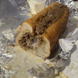 Garlic Cheese Steak Sandwich with American wiz Garlic Cheese Steak Sandwich with American wiz