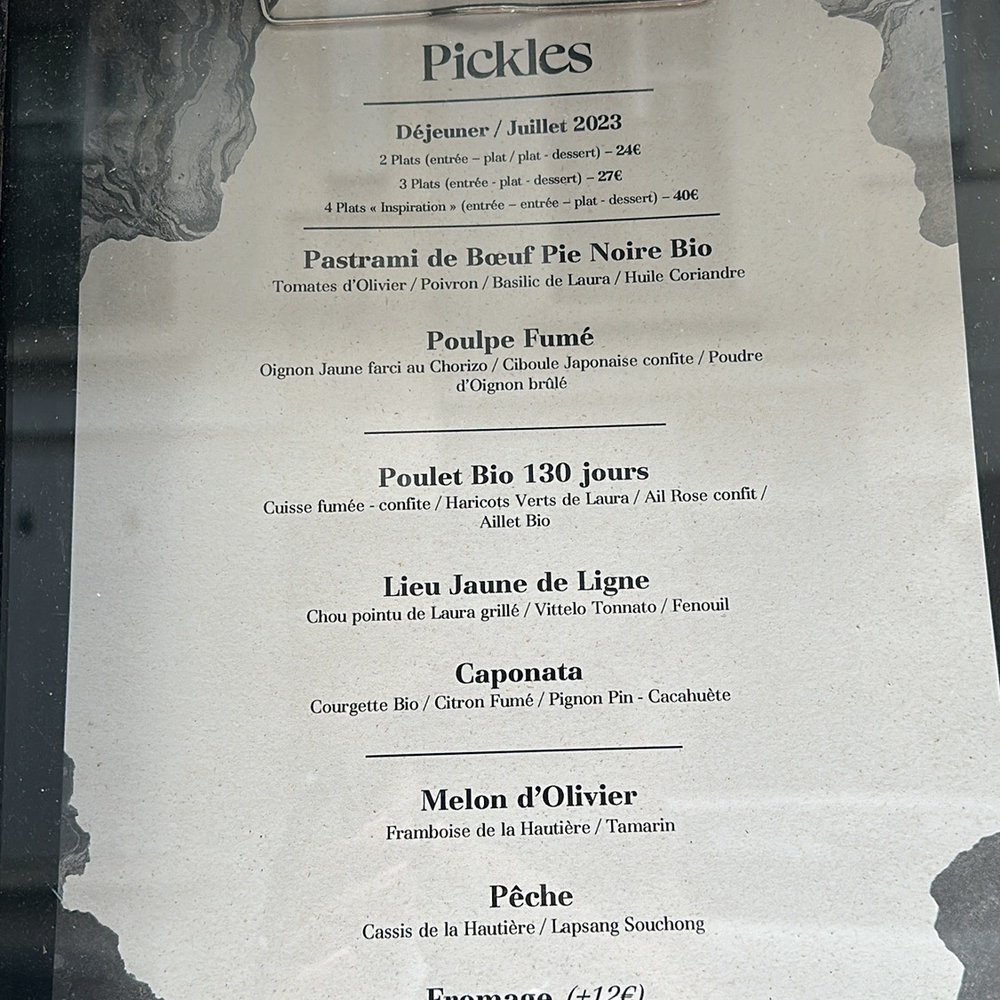 Pickles - Menu - French Near Me - Nantes, 44