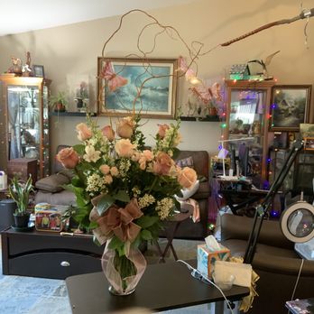 Suzann's Flowers - Roses- peach and lavender. Huge! And butterflies. 5ft tall. - Florists Near Me - Upland, California