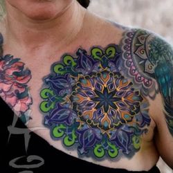 Forbidden Images Tattoo Studio - A sacred geometry ornate tattoo design custom for our client. full color