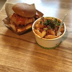Bok a Bok Fried Chicken - Spicy chicken sandwich and kimchee Mac & cheese