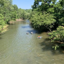 River Creek Campground - View of tubing from the bridge at the campground entrance.