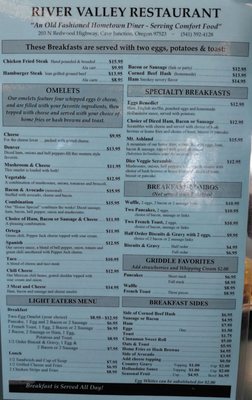 Menu photo 2 River Valley Restaurant Cave Junction, OR Menu photo 2 River Valley Restaurant Cave Junction, OR